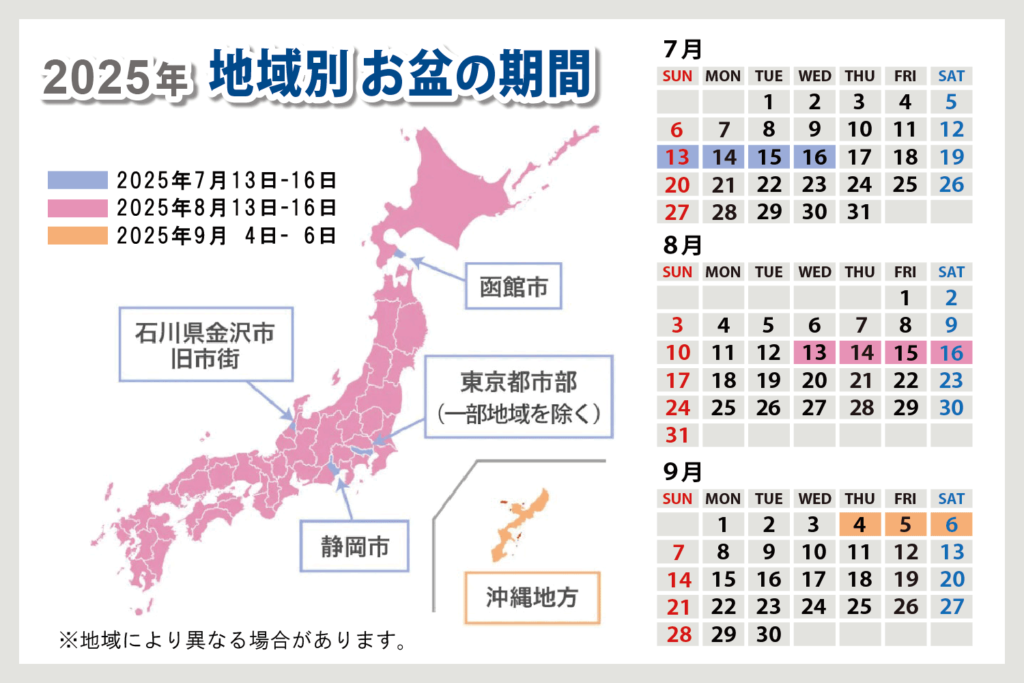 2025年（令和7年）のお盆の期間はいつからいつまで？